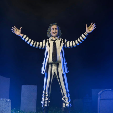 NECA Beetlejuice Collectible Action Figure |Officially Licensed Movie Classic, (1988) Black & White Suit, 7" Scale