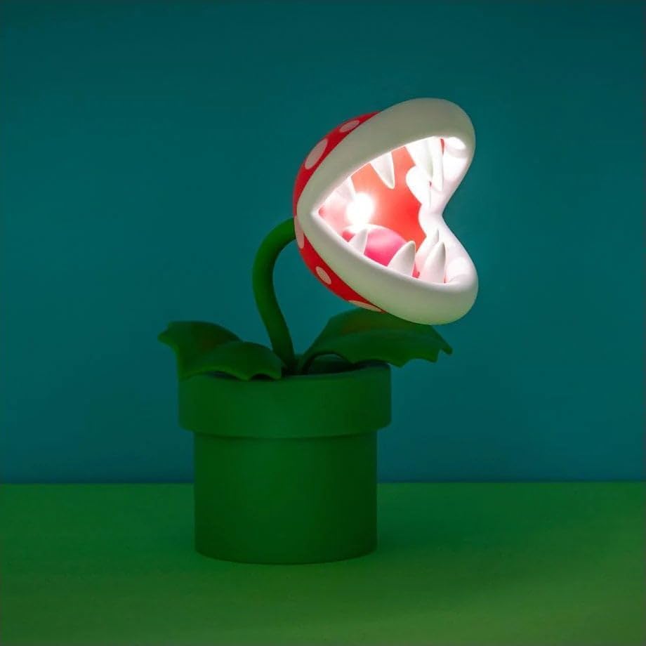 Paladone Super Mario Bros Officially Licensed Mini Piranha Plant Posable Lamp – Flexible Desk Light, Gamer Room Décor