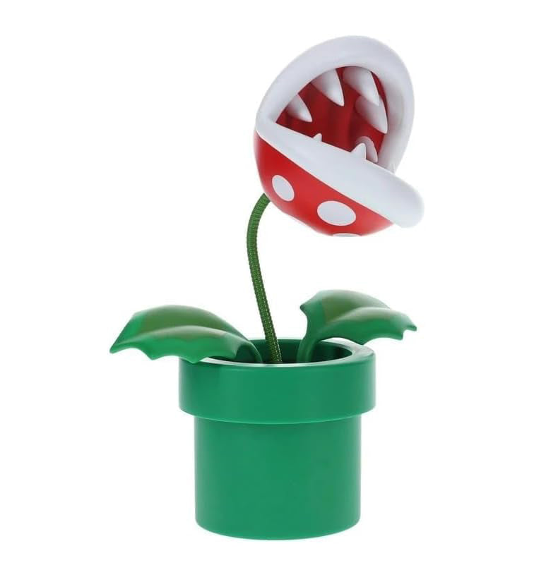 Paladone Super Mario Bros Officially Licensed Mini Piranha Plant Posable Lamp – Flexible Desk Light, Gamer Room Décor