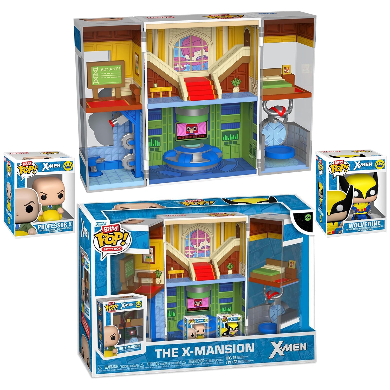 Funko Pop! Bitty Boxes: X-Men - The X-Mansion Playset - Wolverine and Professor X
