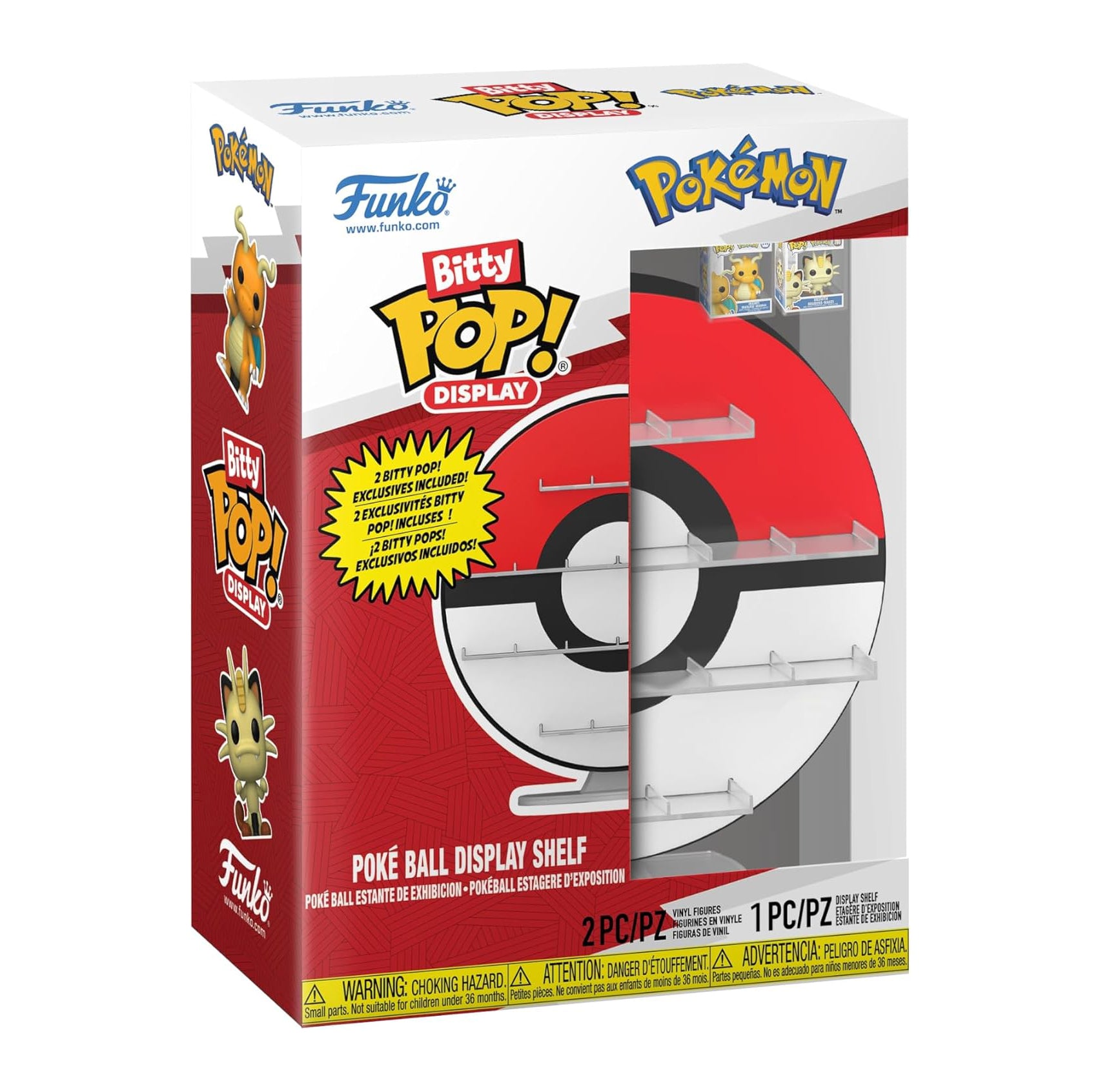 Funko Pop! Bitty Display: Pokemon - Poke Ball Display Shelf - Dragonite and Meowth