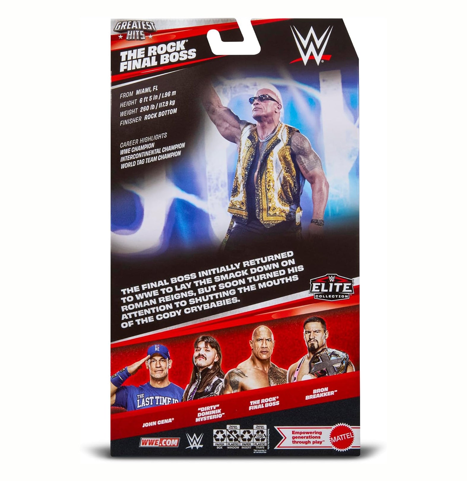 WWE The Rock (Final Boss) Mattel Elite Collection Greatest Hits Series 10 Wrestling Action Wrestler Figure