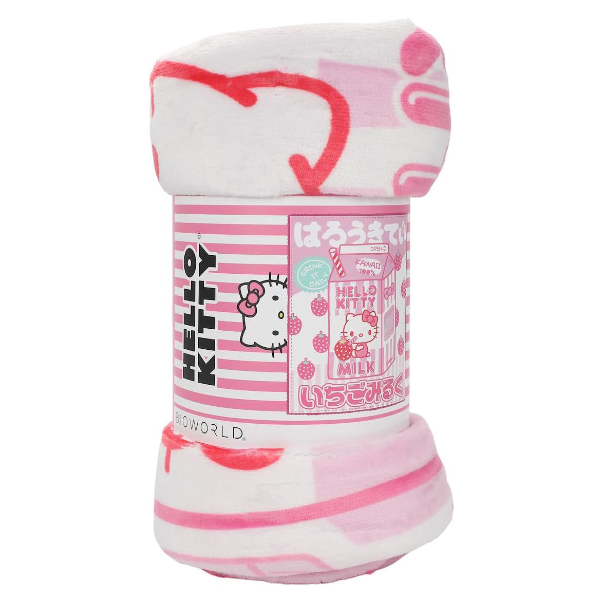 Hello Kitty Strawberry Milk Carton Throw Blanket