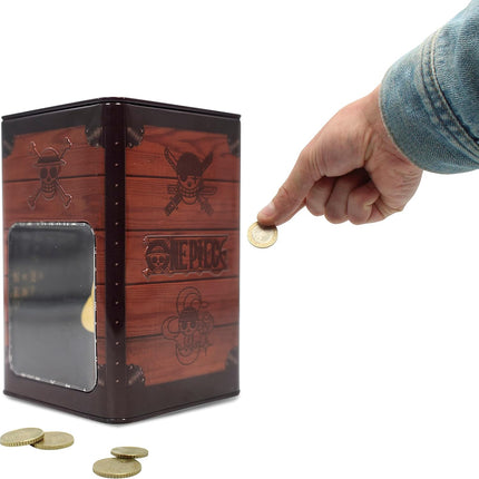 One Piece Strawhat Metal Coin Bank Ideal for Holding Coins and Cash