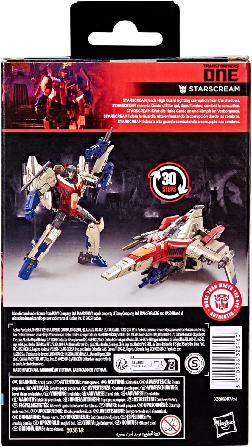 Transformers Studio Series Deluxe Class One Starscream, 4.5-inch Converting Action Figure