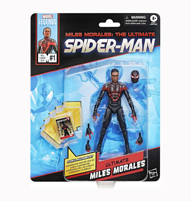 Marvel Legends Series Ultimate Miles Morales, Spider-Man Comics-Inspired Collectible 6-Inch Scale Action Figure with Character-Sized Comic Accessory