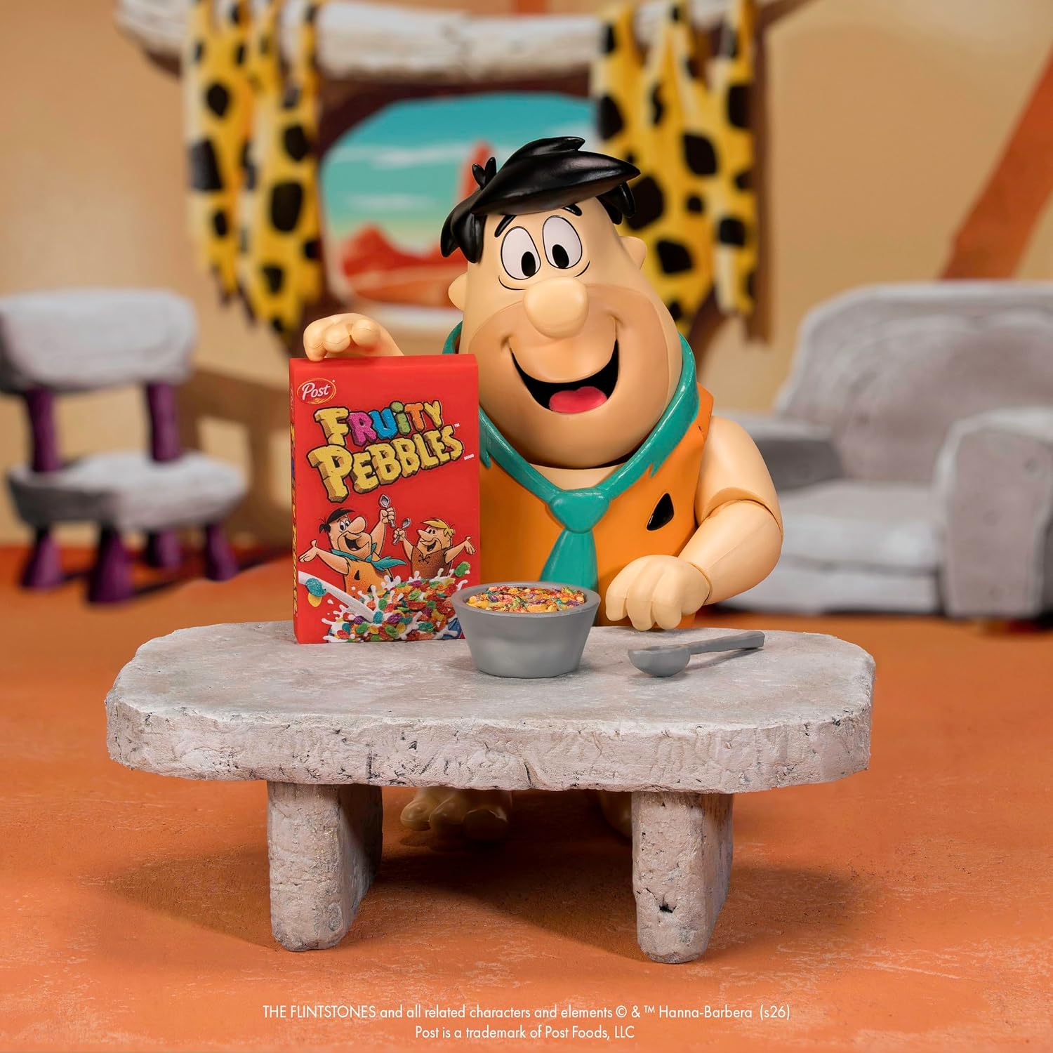 Jada Toys - Fruity Pebbles Fred Flinstone Action Figure Toys – 1:12 Scale – Fully Articulated – Retro Cartoon Collectible