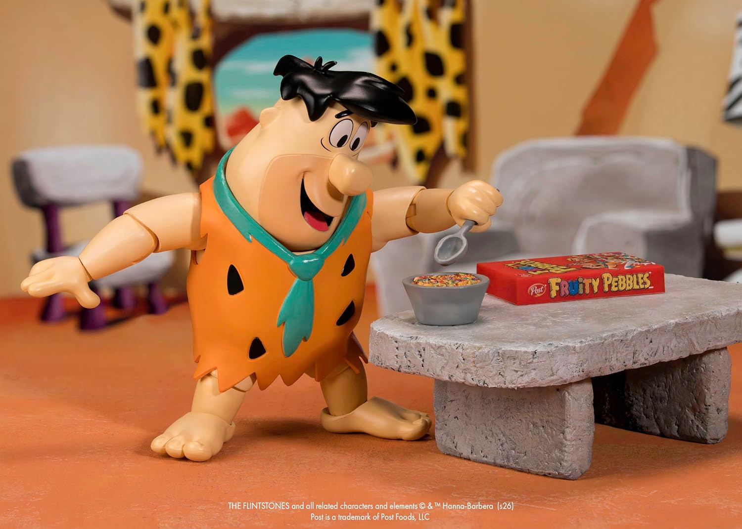 Jada Toys - Fruity Pebbles Fred Flinstone Action Figure Toys – 1:12 Scale – Fully Articulated – Retro Cartoon Collectible