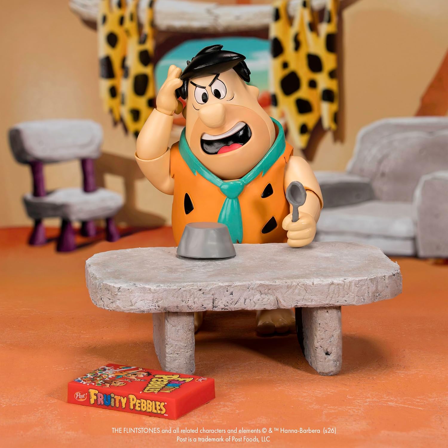 Jada Toys - Fruity Pebbles Fred Flinstone Action Figure Toys – 1:12 Scale – Fully Articulated – Retro Cartoon Collectible