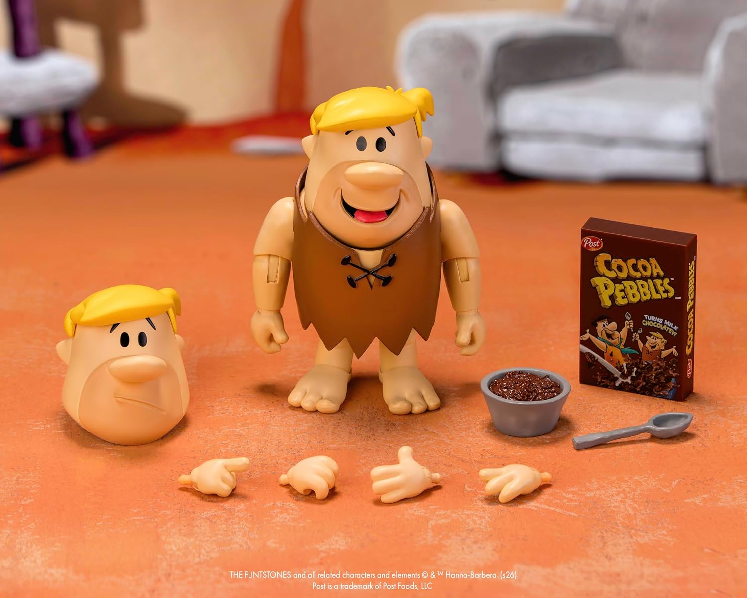 Jada Toys - Cocoa Pebbles Barney Rubble Action Figure Toys – 1:12 Scale – Fully Articulated – Retro Cartoon Collectible