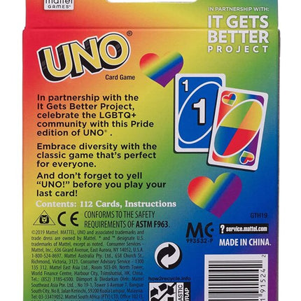 Mattel Games UNO Play with Pride Card Game with 112 Cards and Instructions