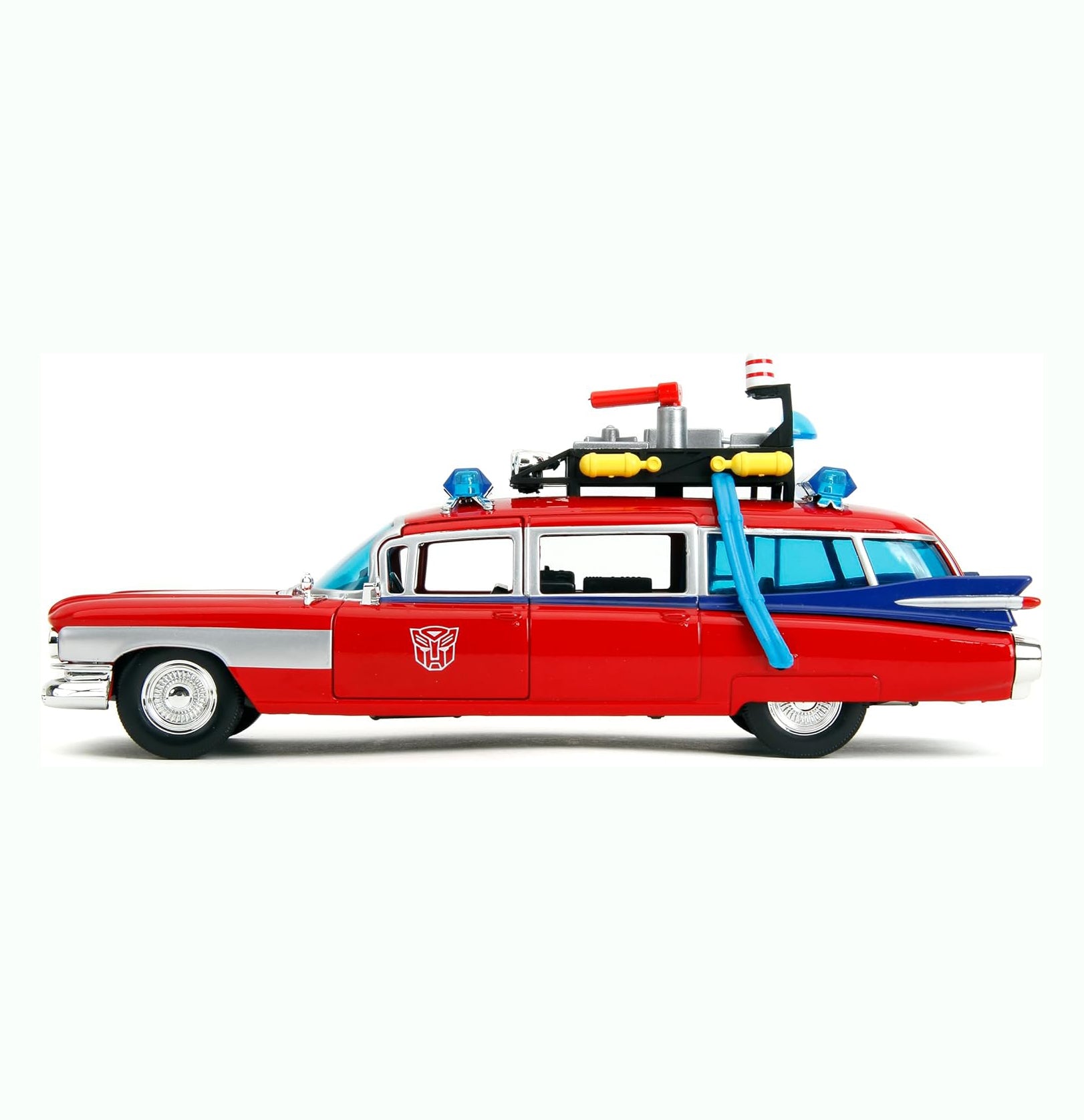 Jada Toys 1:24 Ghostbusters Ecto-1 Mashup with Optimus Prime G1 Graphics Die-Cast Car