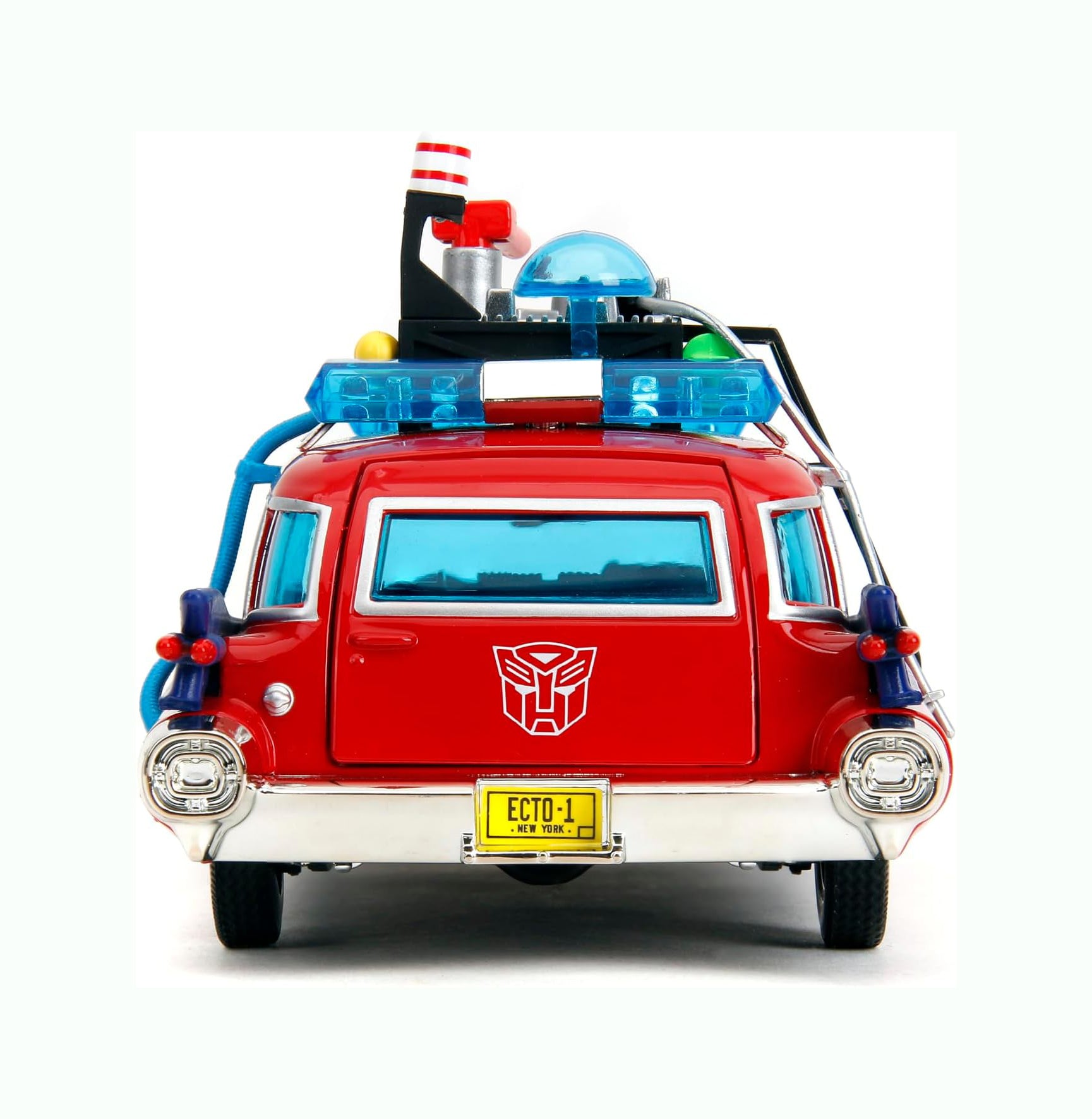Jada Toys 1:24 Ghostbusters Ecto-1 Mashup with Optimus Prime G1 Graphics Die-Cast Car