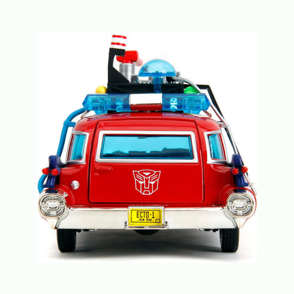 Jada Toys 1:24 Ghostbusters Ecto-1 Mashup with Optimus Prime G1 Graphics Die-Cast Car