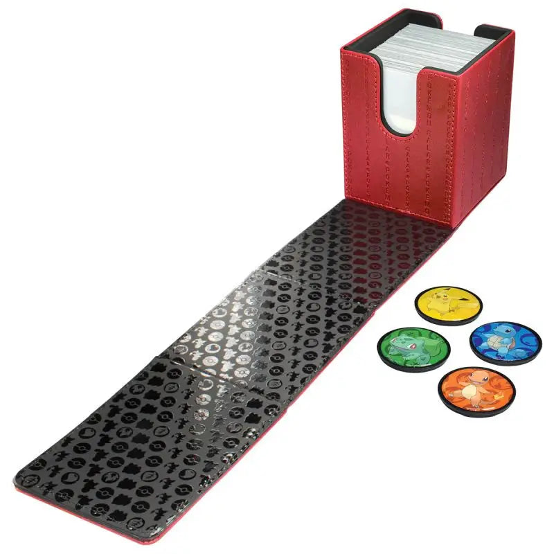 Ultra Pro - Pokemon Alcove Click Kanto: Store 100 Double-Sleeved Cards with 4 Themed Badges of Charmander, Squirtle, Bulbasaur, and Pikachu