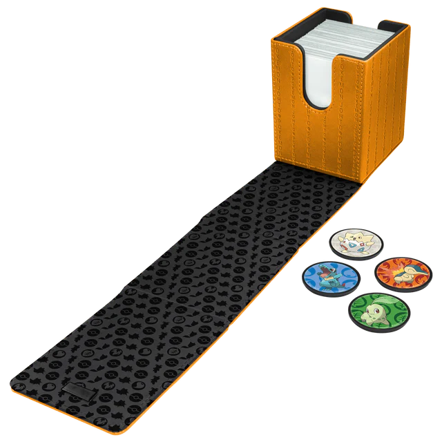 Ultra Pro - Pokemon Alcove Click Johto: Store 100 Double-Sleeved Cards with 4 Themed Badges of Cyndaquil, Totodile, Chikorita, and Togepi