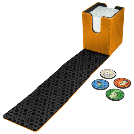 Ultra Pro - Pokemon Alcove Click Johto: Store 100 Double-Sleeved Cards with 4 Themed Badges of Cyndaquil, Totodile, Chikorita, and Togepi