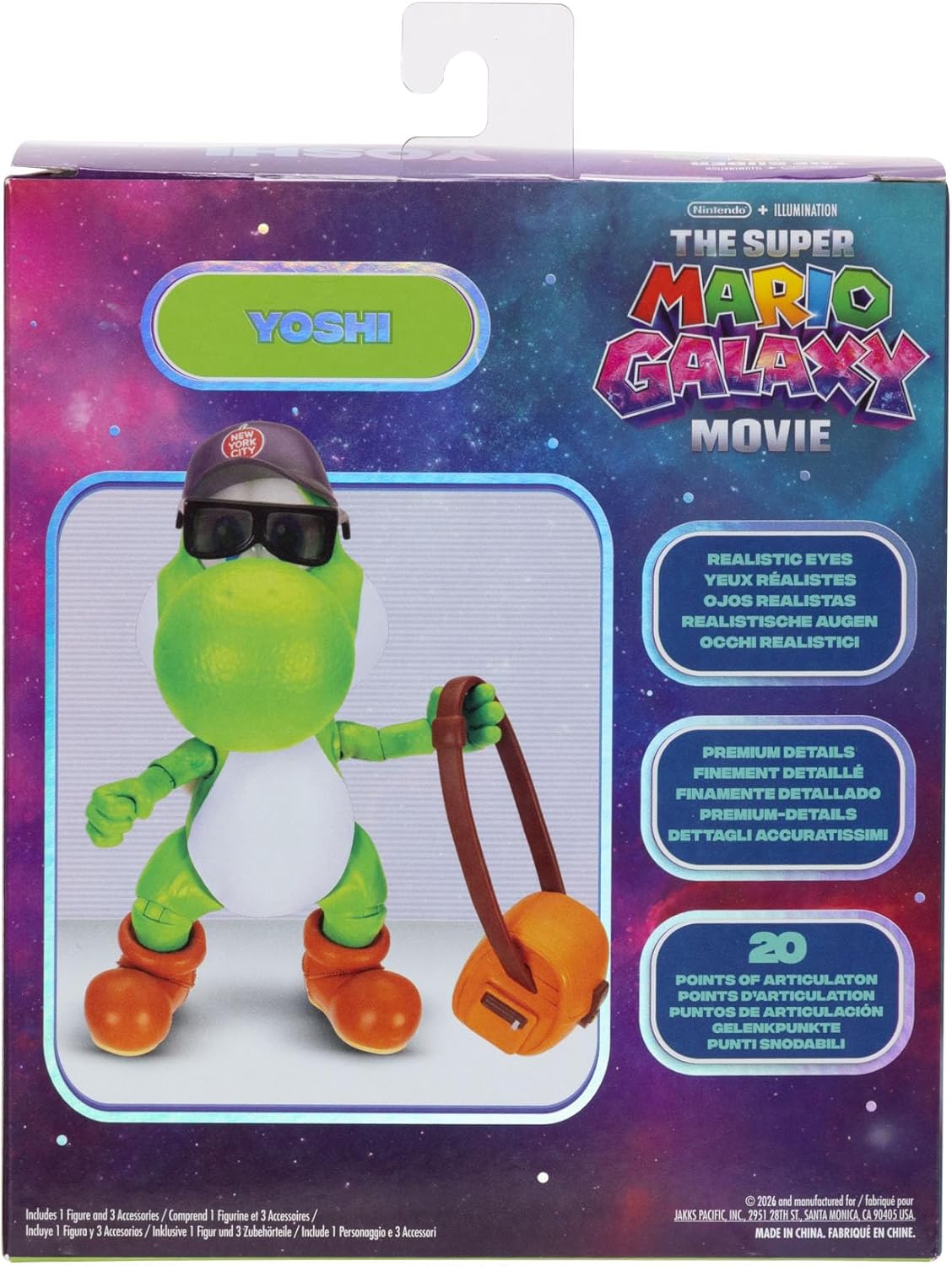 The Super Mario Galaxy Movie 5” Action Figures Series 1 – Yoshi Figure with Hat, Sunglasses