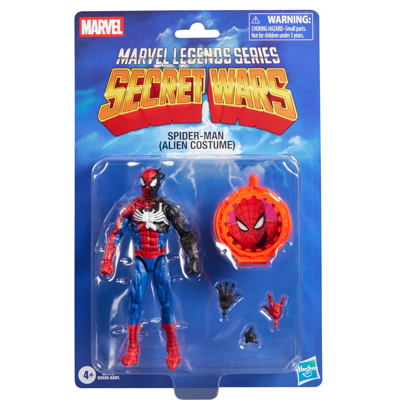 Marvel Legends Series Secret Wars Spider-Man (Alien Costume), Retro Comics Collectible 6 Inch Action Figure with Lenticular Shield