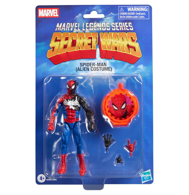 Marvel Legends Series Secret Wars Spider-Man (Alien Costume), Retro Comics Collectible 6 Inch Action Figure with Lenticular Shield