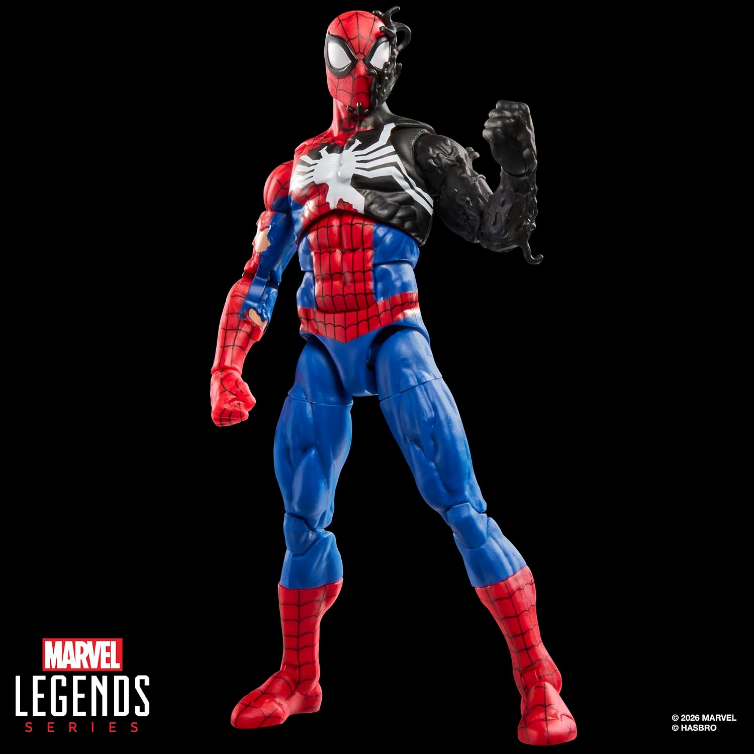 Marvel Legends Series Secret Wars Spider-Man (Alien Costume), Retro Comics Collectible 6 Inch Action Figure with Lenticular Shield