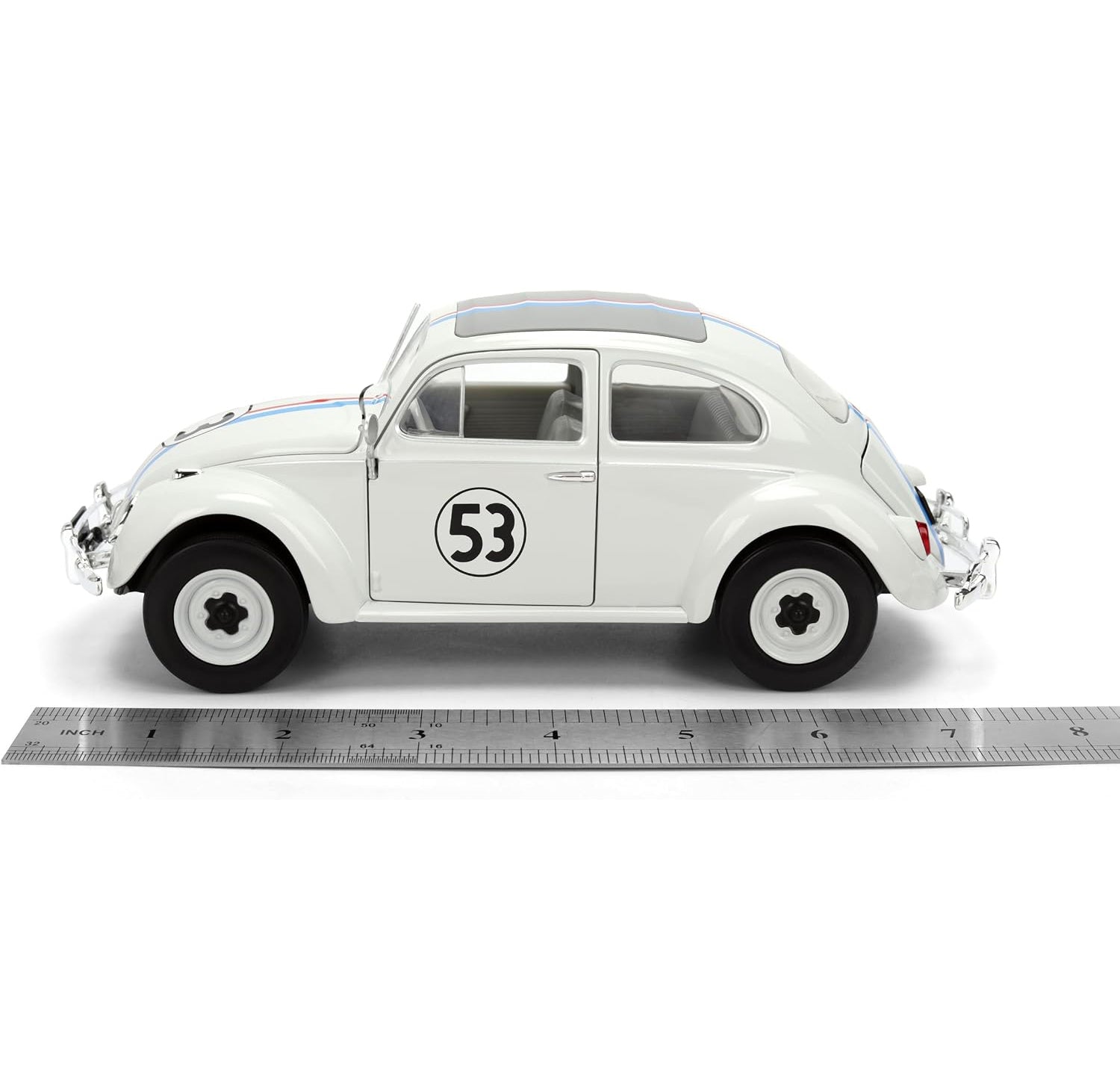 Jada Toys - Hollywood Rides 1:24 Herbie The Love Bug Volkswagen Beetle Die-Cast Vehicle with Tire Rack Toys