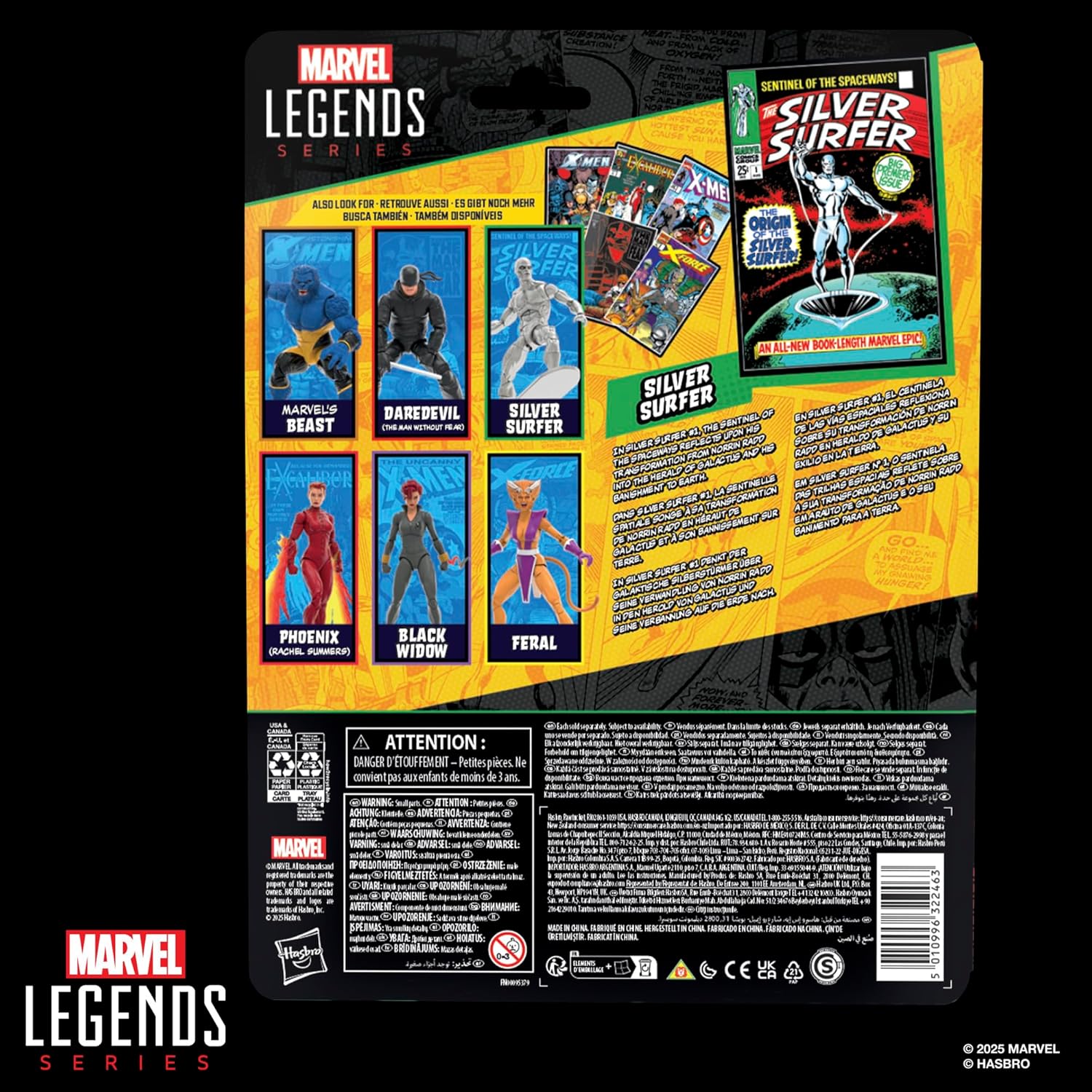 Marvel Legends Series Silver Surfer, Silver Surfer #1 (1968) and Fantastic Four, Comics-Inspired Collectible 6-Inch Scale Action Figure with Character-Sized Comic Accessory
