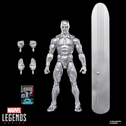 Marvel Legends Series Silver Surfer, Silver Surfer #1 (1968) and Fantastic Four, Comics-Inspired Collectible 6-Inch Scale Action Figure with Character-Sized Comic Accessory