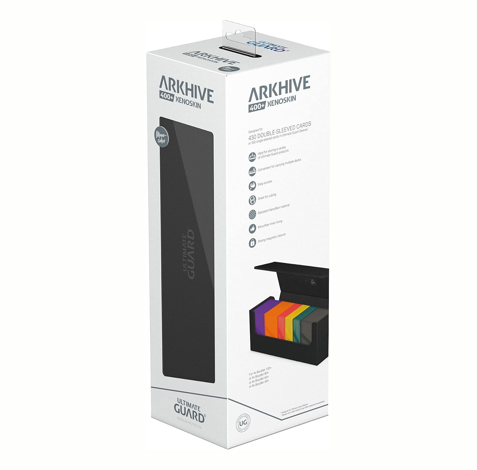 Ultimate Guard - Arkhive 400+ Xenoskin (BLACK) Deck Case for 400 Double-Sleeved TCG Cards (Compatible with Boulders)