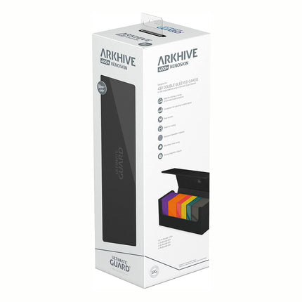 Ultimate Guard - Arkhive 400+ Xenoskin (BLACK) Deck Case for 400 Double-Sleeved TCG Cards (Compatible with Boulders)