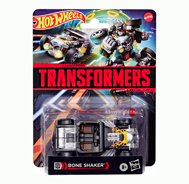 Transformers Collaborative Hot Wheels x Bone Shaker, Deluxe Class 5-Inch Robot Action Figure Converts to Car