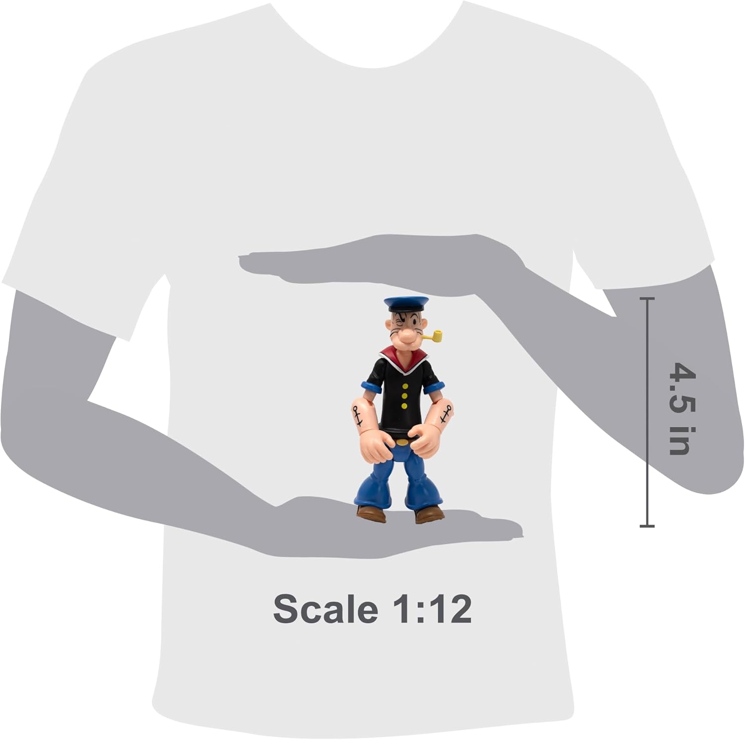 Popeye The Sailor Man First Appearance, Black Shirt 1:12 Scale Action Figure – Highly Articulated Collectible with Accessories and Alternate Parts