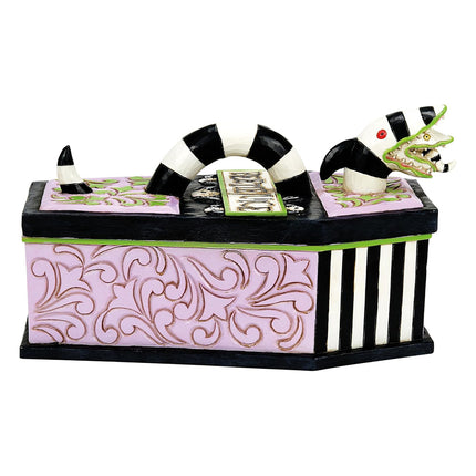 Beetlejuice by Jim Shore Beetlejuice Sand Worm Striped Jewelry Box Coffin The Ghost with The Most Trinket Box- Resin Hand Painted