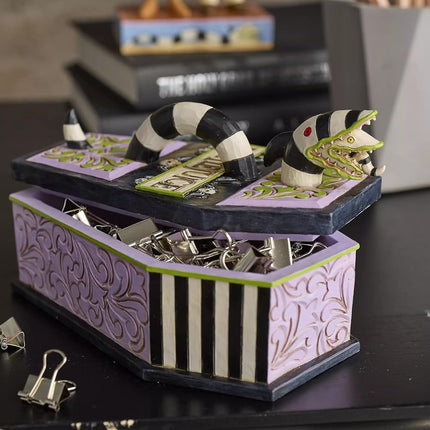 Beetlejuice by Jim Shore Beetlejuice Sand Worm Striped Jewelry Box Coffin The Ghost with The Most Trinket Box- Resin Hand Painted