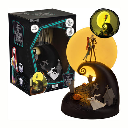Paladone Nightmare Before Christmas Spiral Hill Lamp with Jack & Sally Figurines, Diorama Light (USB Powered)