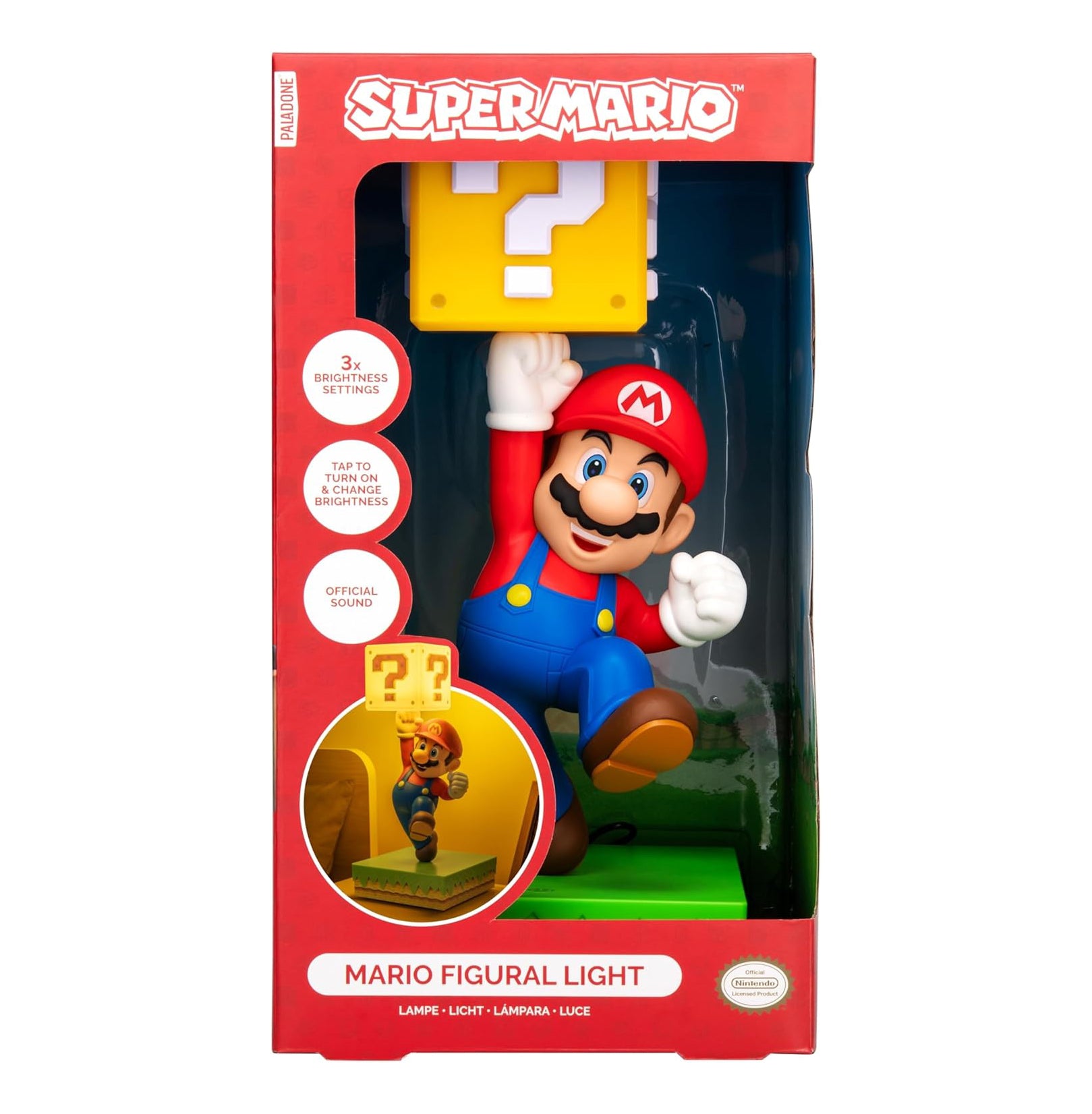 Paladone Super Mario Diorama Light – 35cm Tap-Activated Lamp with 3 Brightness Settings & Official Sound, USB Powered