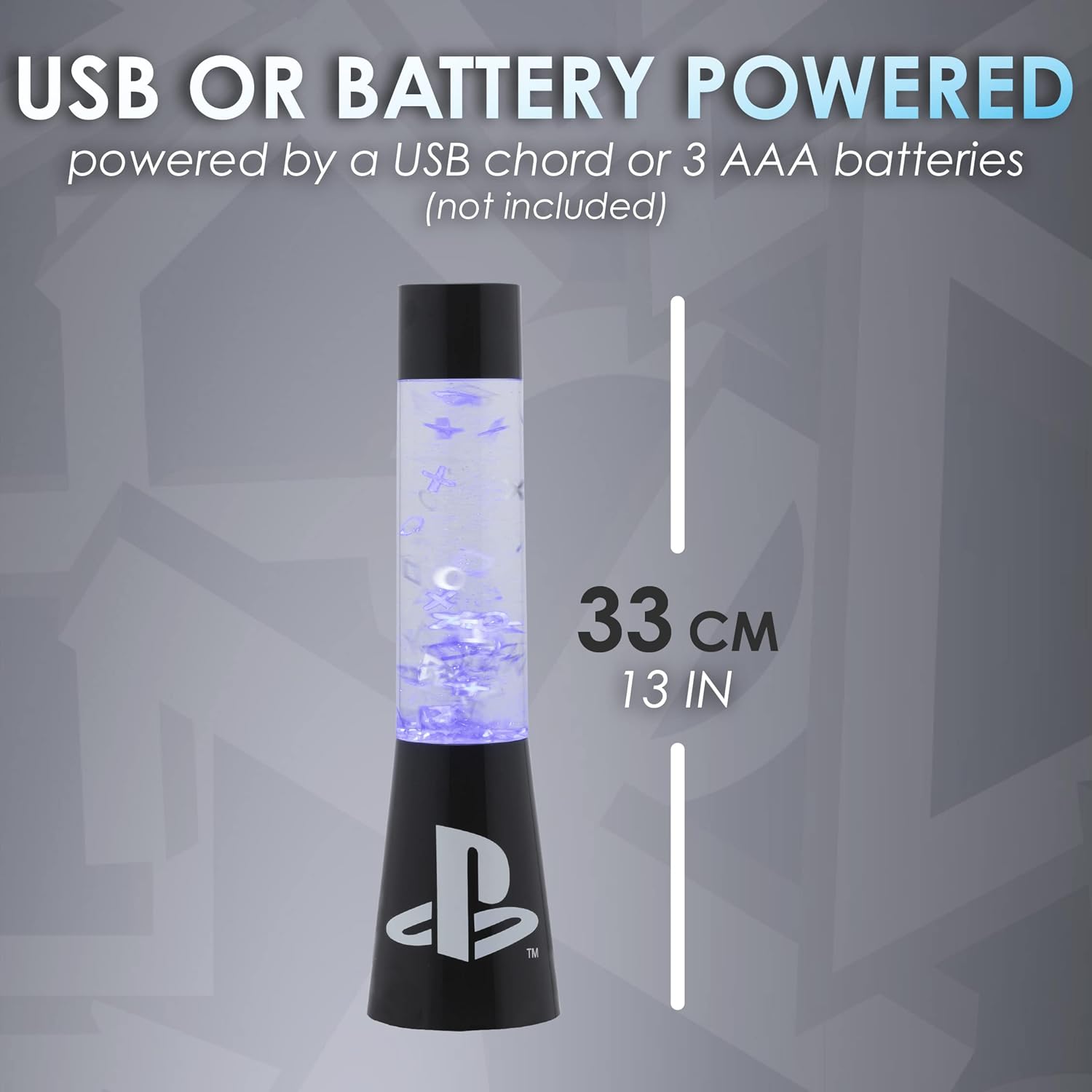 Paladone PlayStation Glitter Flow Lamp Night Light, Bedroom Décor Mood Light
