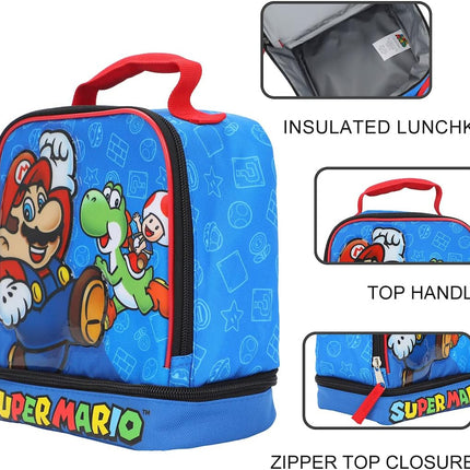 Super Mario Bros. Square Double Compartment Insulated Lunch Box