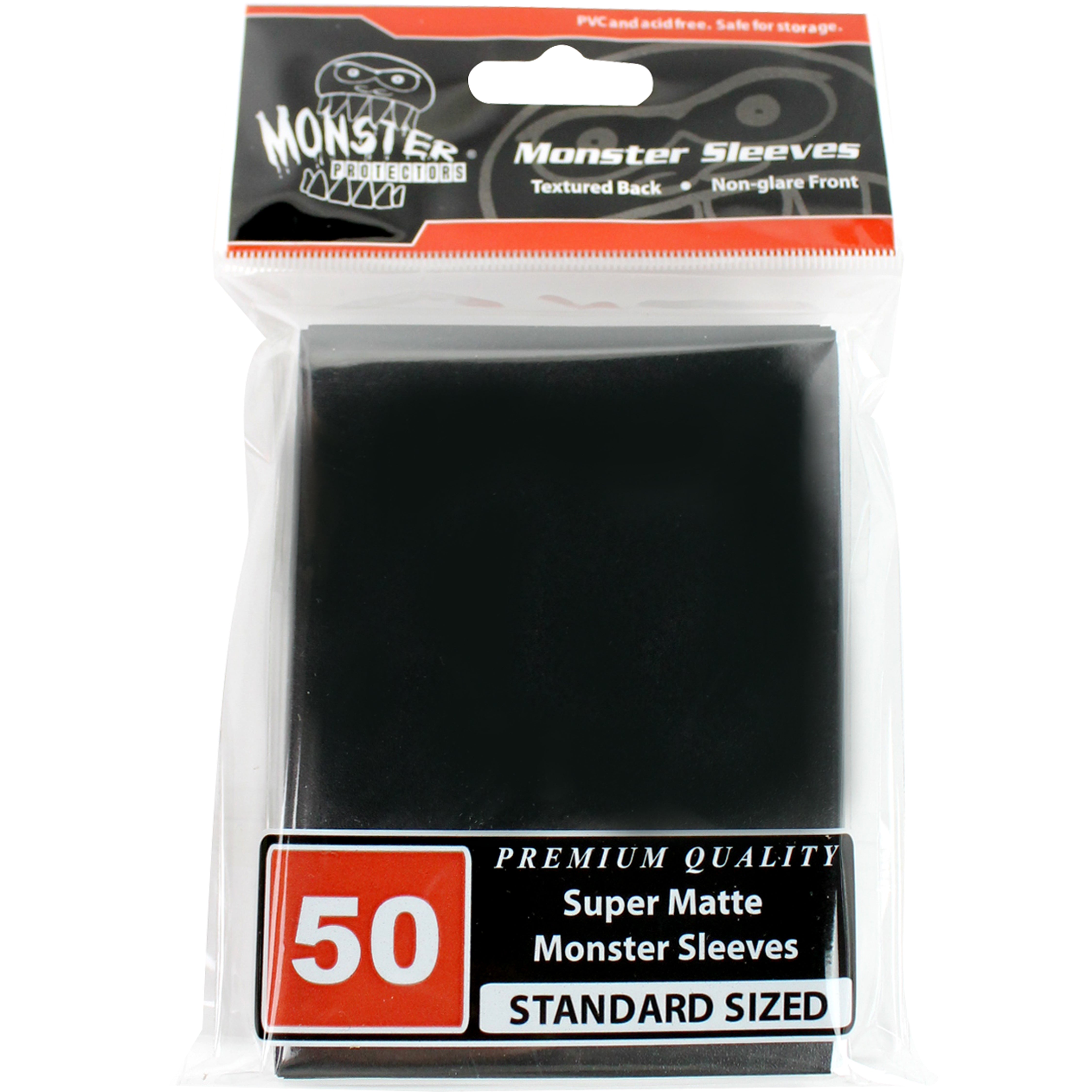 Monster Non-Glare Flat Matte STANDARD (50 Sleeves) Card Protector Sleeves (BLACK)