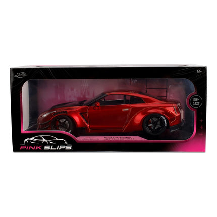 Jada Pink Slips Nissan GT-R R35-1:18 Scale Diecast Model with Opening Doors and Working Steering - for Collectors