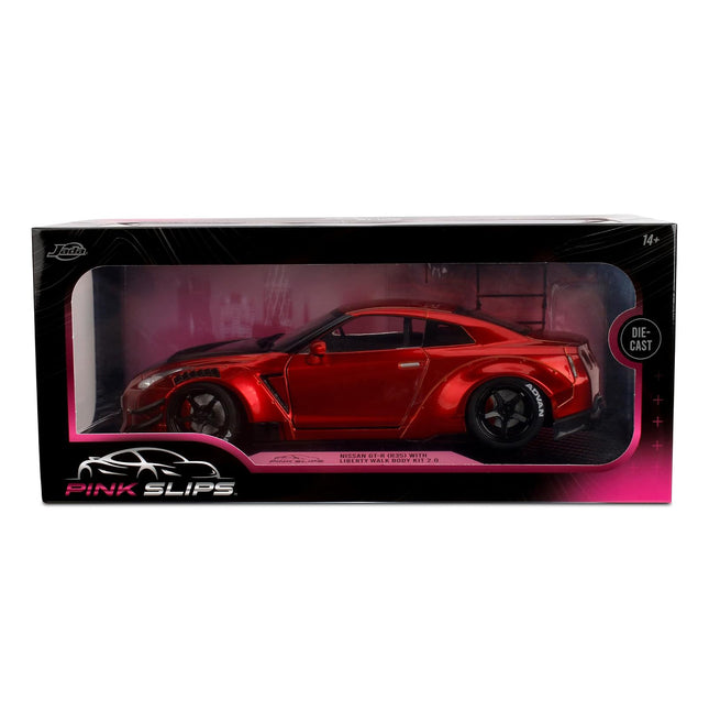 Jada Pink Slips Nissan GT-R R35-1:18 Scale Diecast Model with Opening Doors and Working Steering - for Collectors