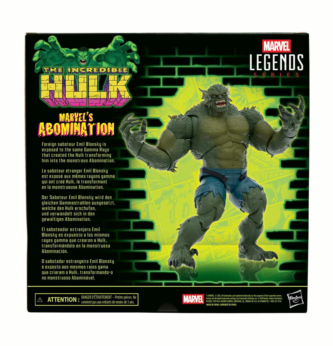 Marvel Legends Series Abomination, Hulk Comics Collectible 6-Inch Scale Action Figure