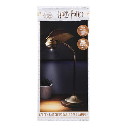 Golden Snitch Posable Desk Lamp - Officially Licensed Harry Potter Light for Bedside Table Reading, Flexible Neck