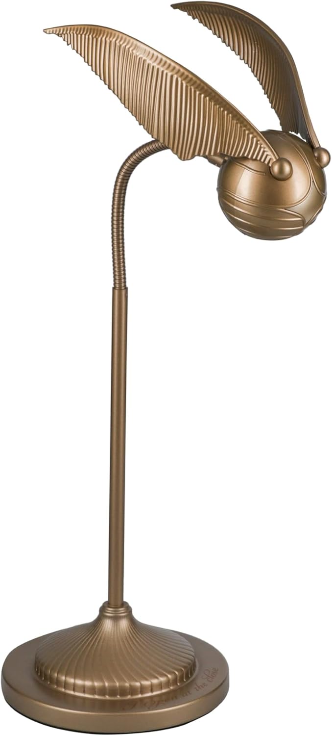 Golden Snitch Posable Desk Lamp - Officially Licensed Harry Potter Light for Bedside Table Reading, Flexible Neck