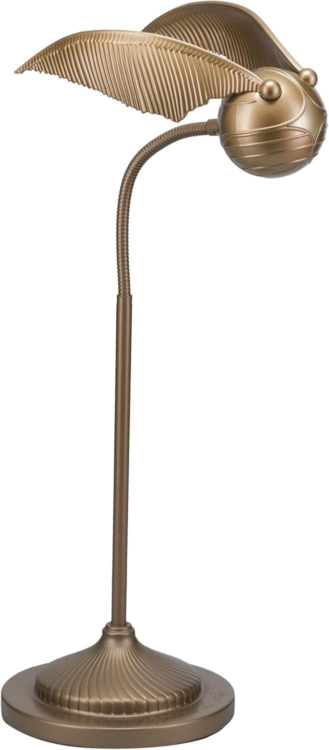Golden Snitch Posable Desk Lamp - Officially Licensed Harry Potter Light for Bedside Table Reading, Flexible Neck
