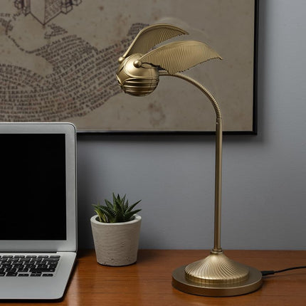 Golden Snitch Posable Desk Lamp - Officially Licensed Harry Potter Light for Bedside Table Reading, Flexible Neck