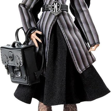 Monster High Wednesday Doll and Accessories, Wednesday Addams Collectible in Nevermore Academy Uniform with Thing and Backpack, Doll Stand