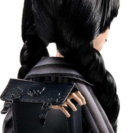 Monster High Wednesday Doll and Accessories, Wednesday Addams Collectible in Nevermore Academy Uniform with Thing and Backpack, Doll Stand