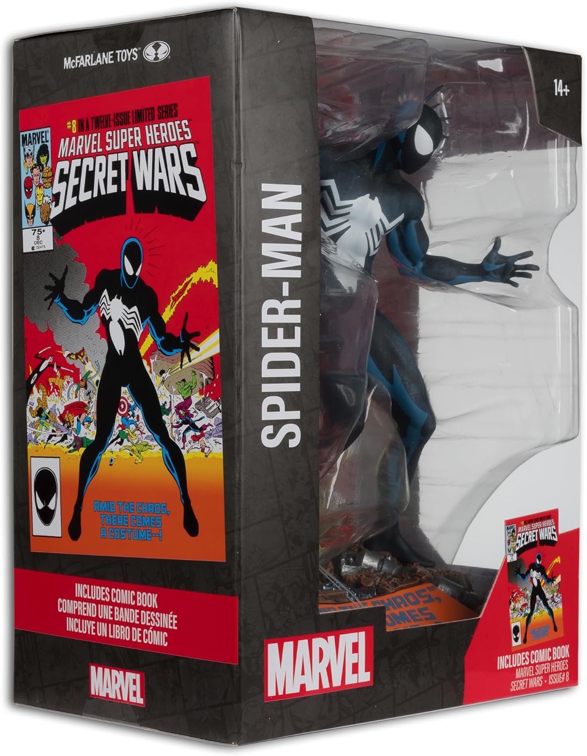 McFarlane Toys - Marvel Spider-Man 1:6th Scale Collectible with Scene & Comic (Marvel Super Heroes Secret Wars #8)