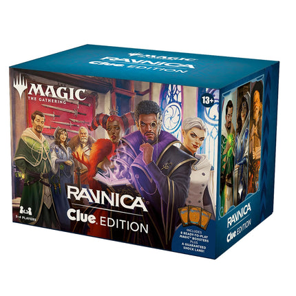 Magic: The Gathering Ravnica: Clue Edition - 3-4 Player Murder Mystery Card Game (Includes 8 Ready-to-Play Boosters, 21 Evidence Cards, 1 Foil Shock Land, and Detective Game Accessories) (ENGLISH EDITION)